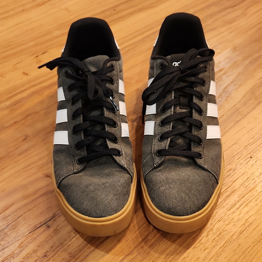 Adidas Men's Charcoal Sneakers with White Accents